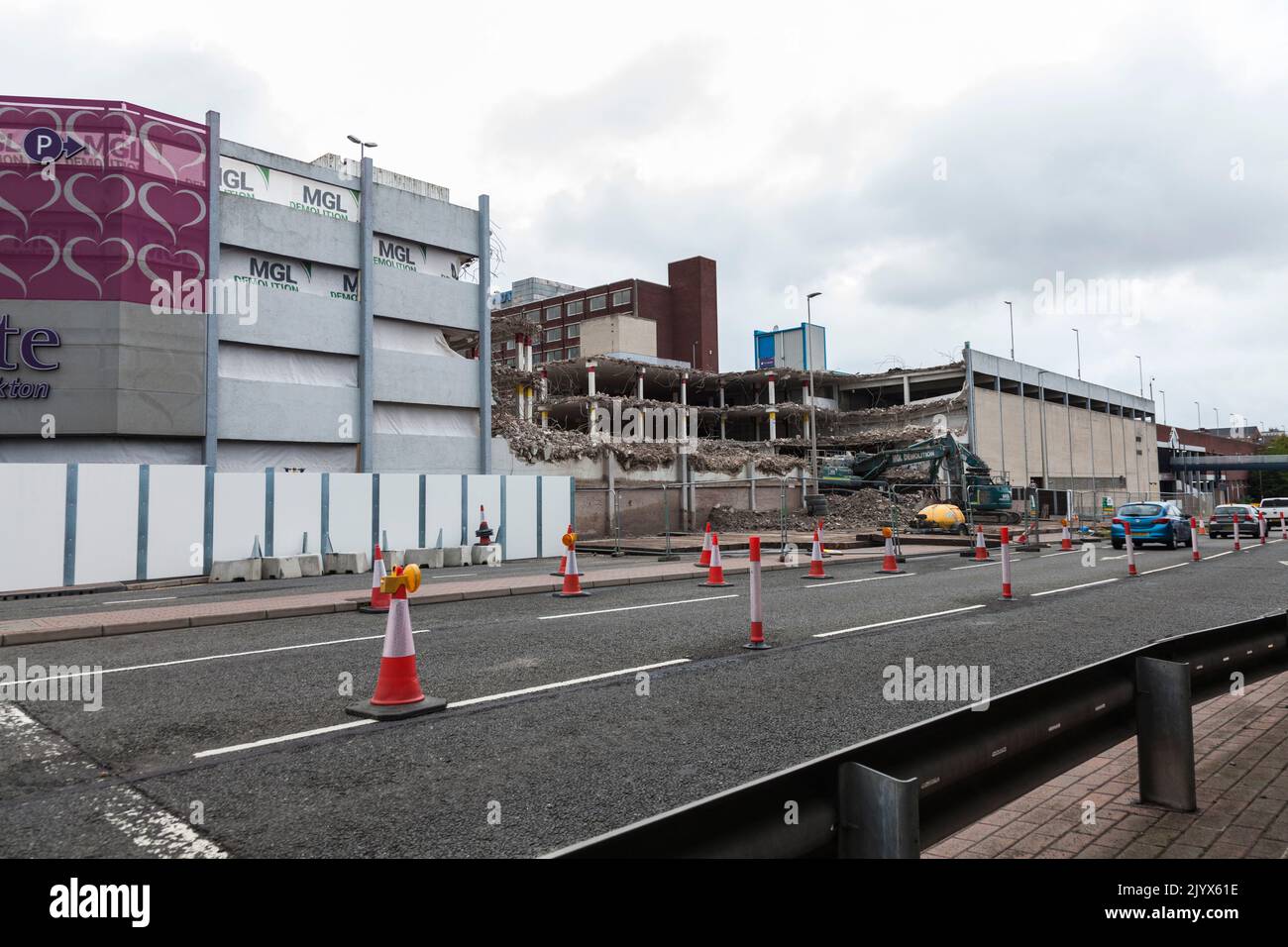 Stockton on Tees, UK. 8th September 2022. Demolition work has started on the Castlegate Centre as part of the Councils plans to open up the High Street to the riverside. David Dixon /Alamy Stock Photo