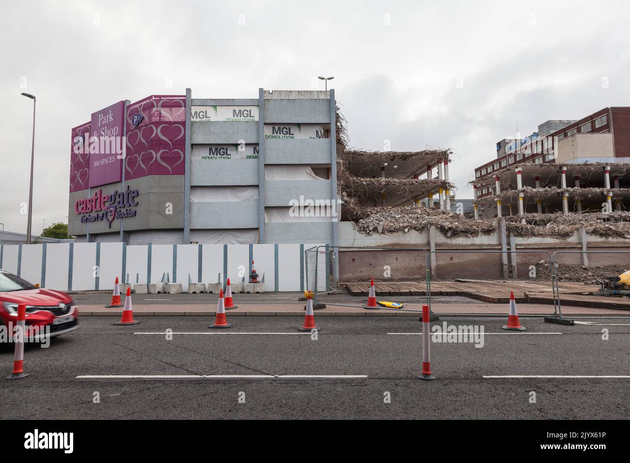 Stockton on Tees, UK. 8th September 2022. Demolition work has started on the Castlegate Centre as part of the Councils plans to open up the High Street to the riverside. David Dixon /Alamy Stock Photo