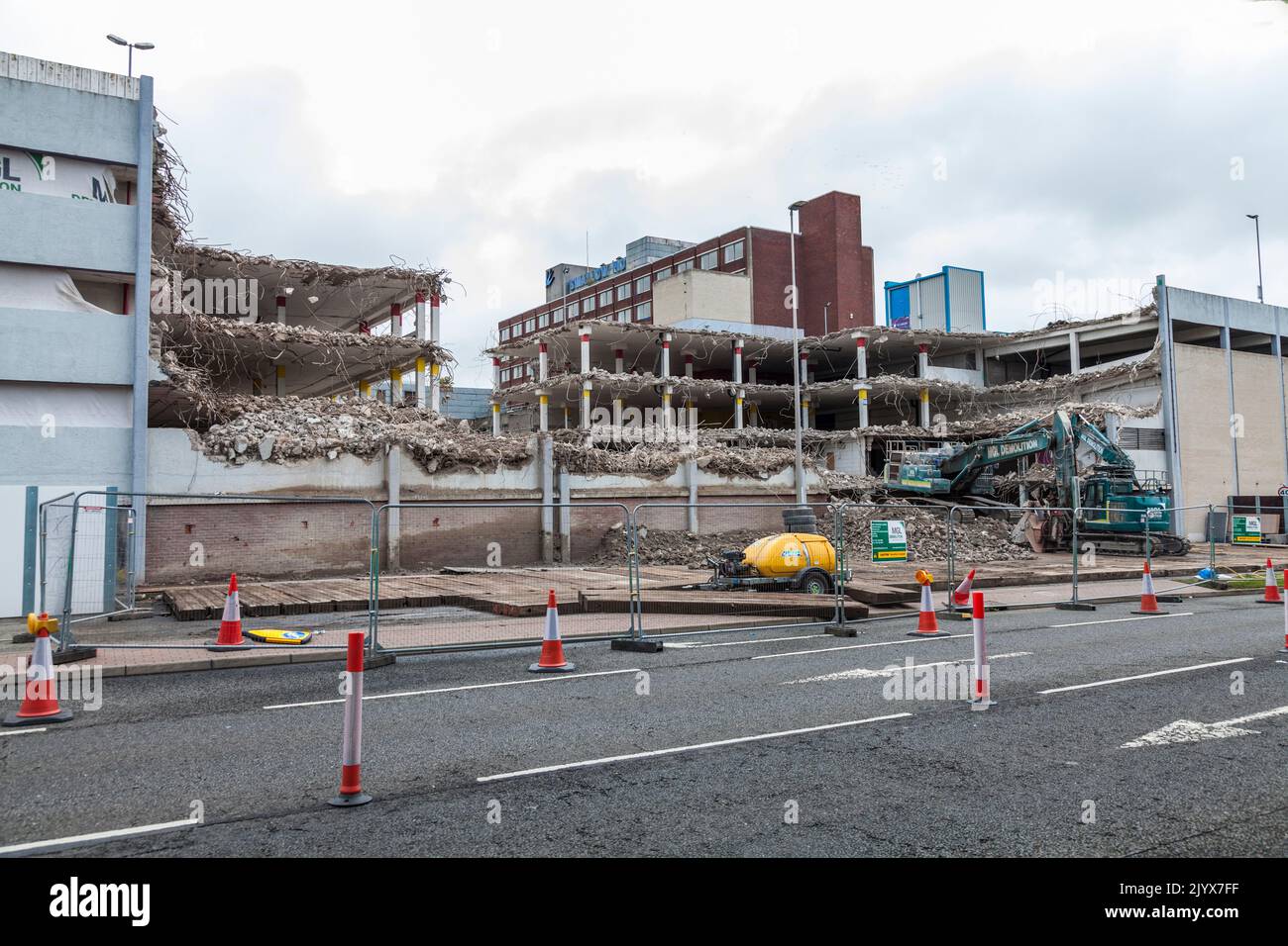 Stockton on Tees, UK. 8th September 2022. Demolition work has started on the Castlegate Centre as part of the Councils plans to open up the High Street to the riverside. David Dixon /Alamy Stock Photo