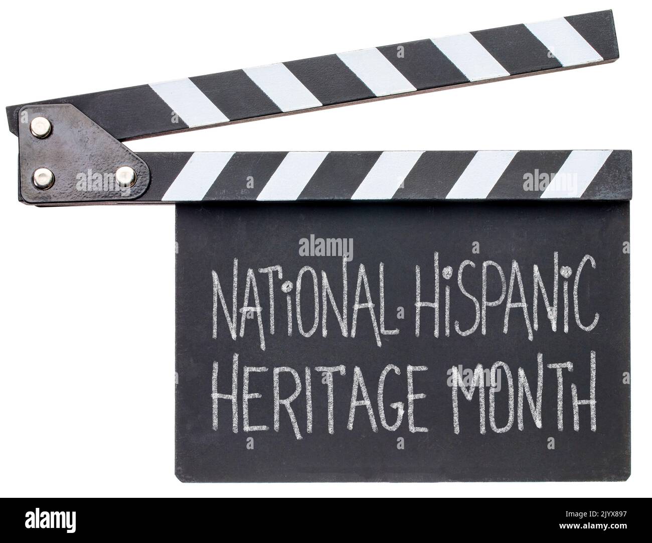 National Hispanic Heritage Month (September 15 - October 15) - white chalk text on an isolated clapboard Stock Photo