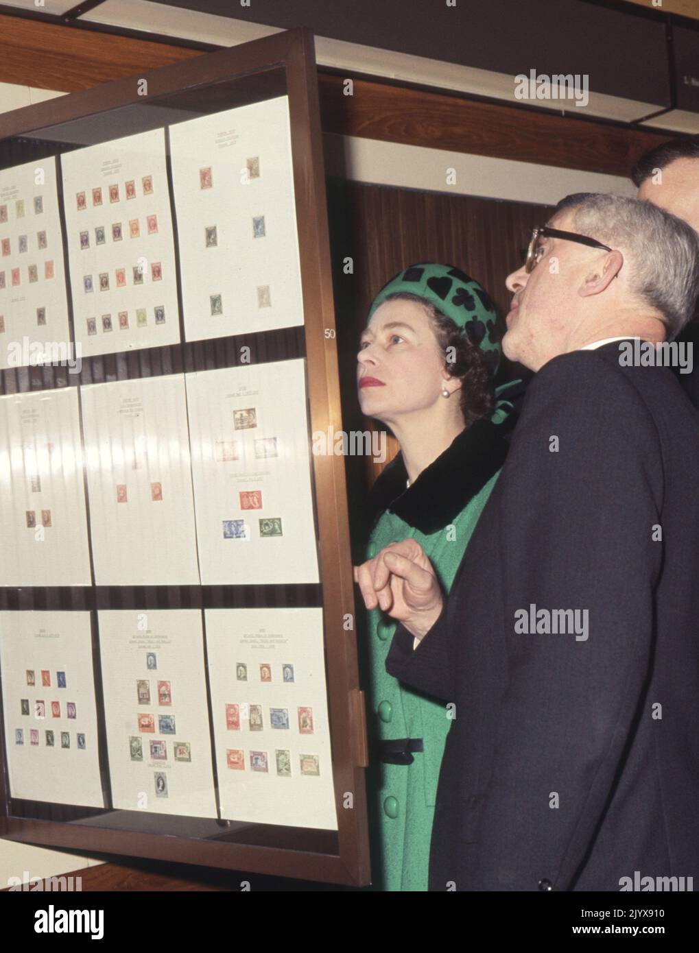 File photo dated 20/2/1969 of Queen Elizabeth II looking at some stamps as she opened the National Postal Museum at the General Post Office (GPO), London. The Royal Philatelic Collection, founded by the Queen's grandfather George V and housed at St James's Palace, is the finest of its kind, specialising in Great Britain and Commonwealth stamps, and was owned by the Queen personally rather than the nation. Issue date: Thursday September 8, 2022. Stock Photo