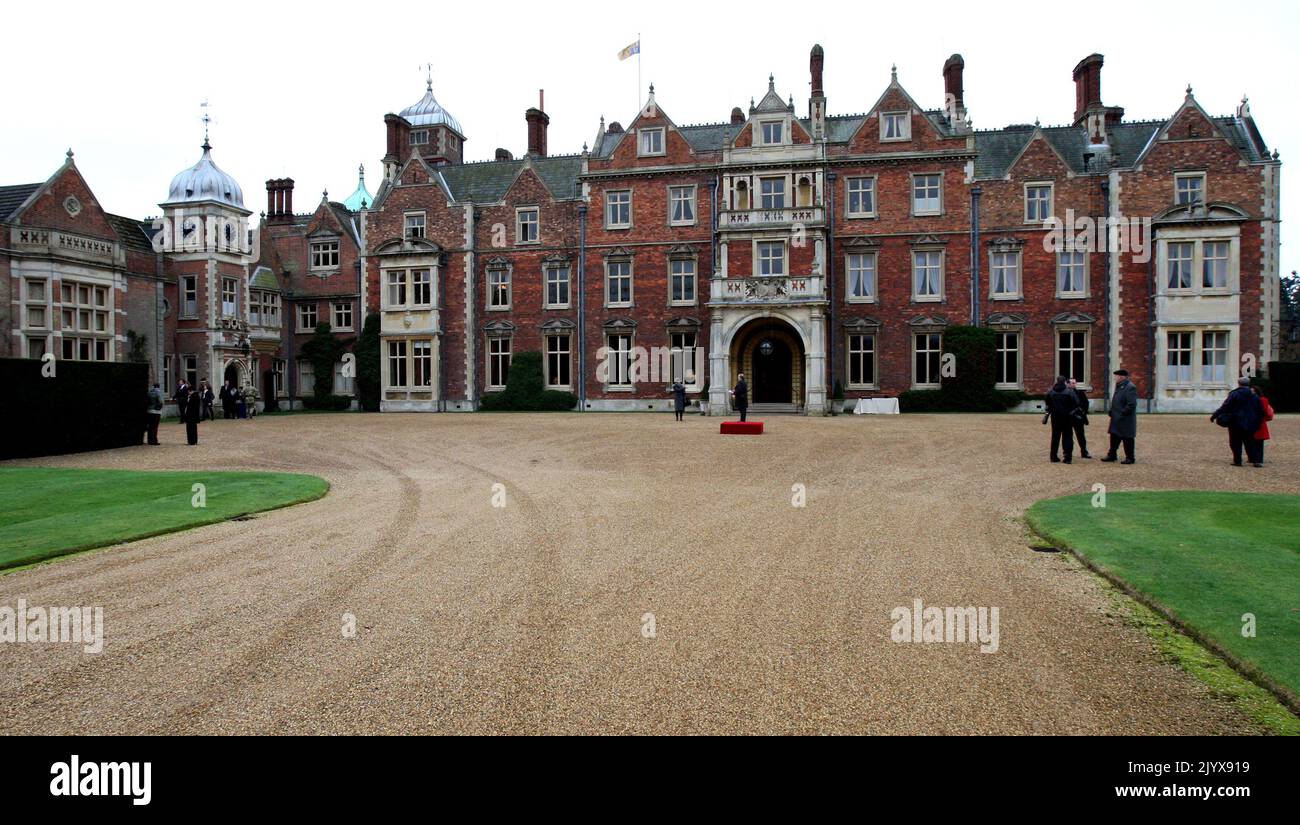 File Photo dated 24/11/10 of Sandringham House - the Queen's private Norfolk home. Issue date: Thursday September 8, 2022. Stock Photo