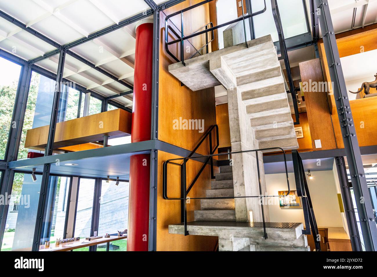 Interior of the Le Corbusier Pavilion (Pavillon Le Corbusier) in Zurich, Switzerland Stock Photo