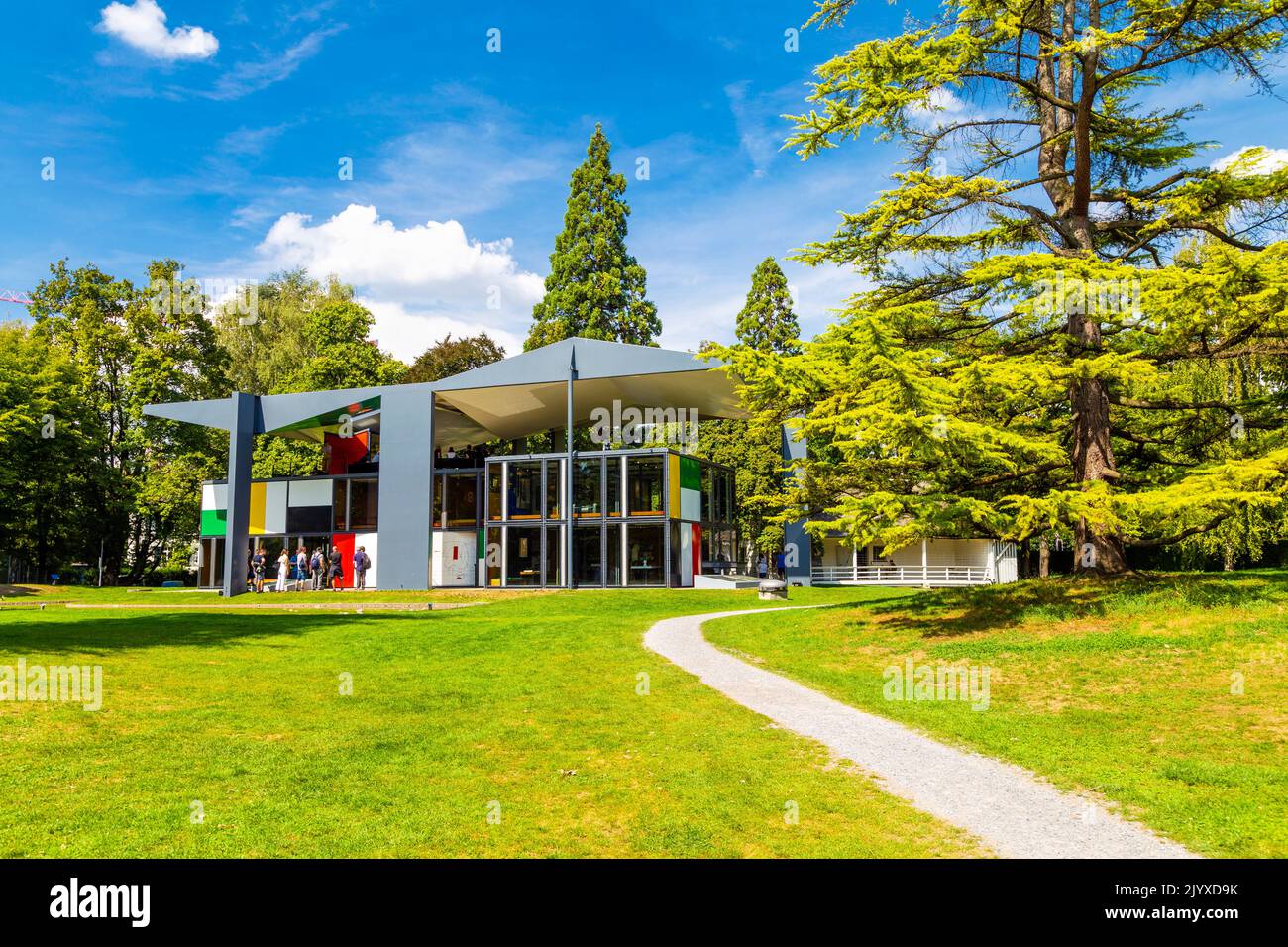 Exterior of the Le Corbusier Pavilion (Pavillon Le Corbusier) in Zurich, Switzerland Stock Photo