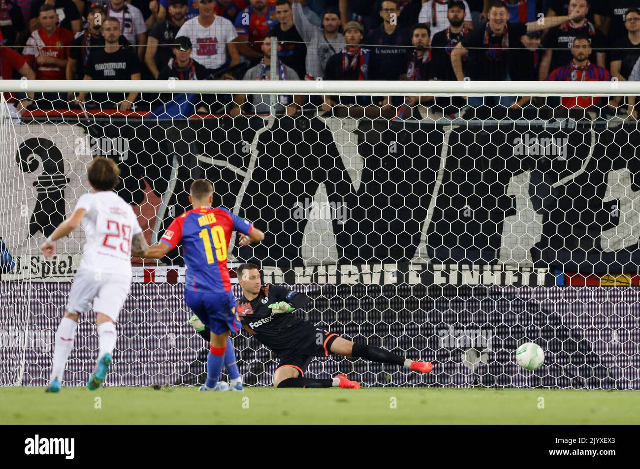 Soccer Football - Europa Conference League - Group H - Basel v Pyunik - St. Jakob-Park, Basel, Switzerland - September 8, 2022 Basel's Darian Males scores their first goal from the penalty spot REUTERS/Stefan Wermuth Stock Photo