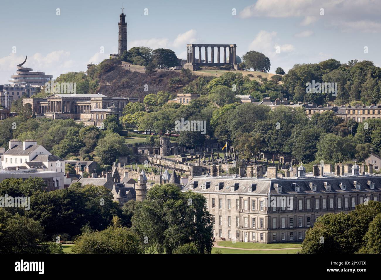 Holyrood Palace, and Calton Hill, Edinburgh Stock Photo