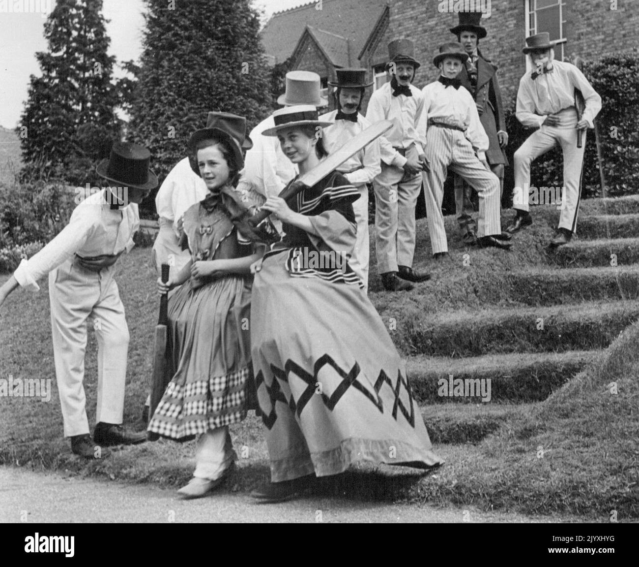Dressed in period costumes Black and White Stock Photos & Images - Alamy