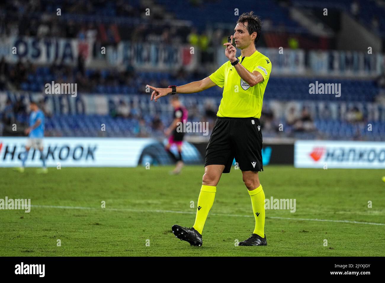 Rome, Italy. 8 September 2022, Rome - Referee Ricardo De Burgos Bengoechea during the match between Lazio Roma v Feyenoord at Stadio Olimpico on 8 September 2022 in Rome, Italy. (Box to Box Pictures/Tom Bode) Stock Photo