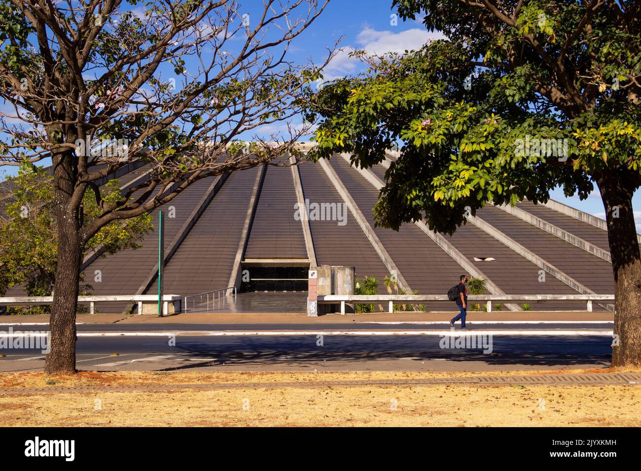 Brasília, Federal District, Brazil – July 23, 2022:   Claudio Santoro National Theater, in the city of Brasília. Work by Oscar Niemeyer's architect. Stock Photo