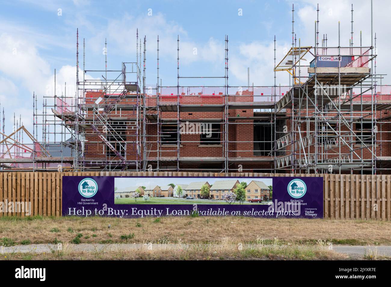 Help to Buy Equity Loan advertising on Taylor Wimpey building site - England, UK Stock Photo