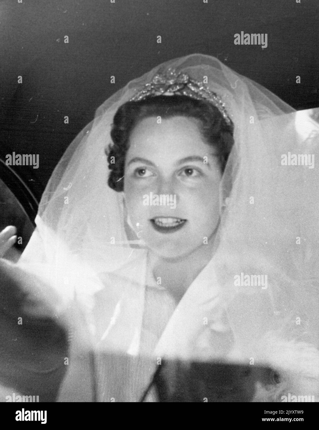 PS: The bride - Princess Maria Pia of Italy. February 15, 1955. (Photo by Daily Mirror) Stock Photo