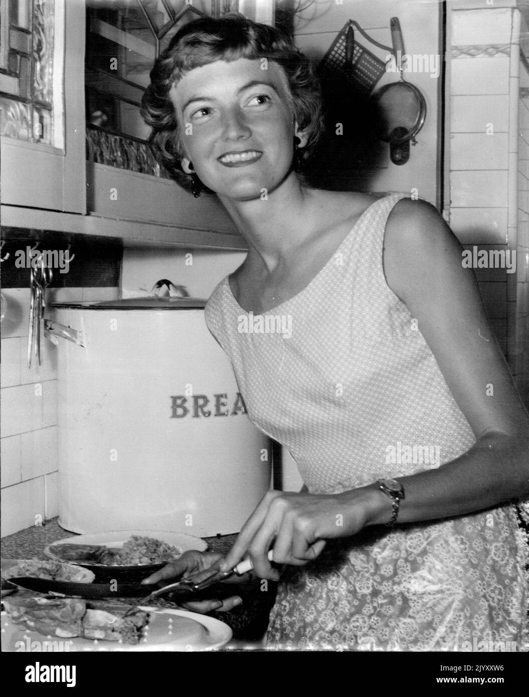 Tennis Girl Beryl Penrose. February 04, 1955. Stock Photo