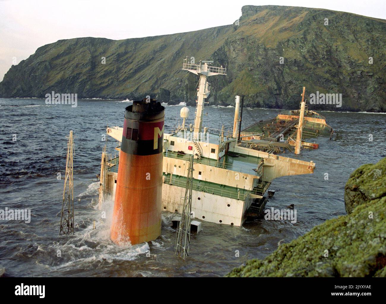 1993: File photo dated January 1993 of the stricken oil tanker Braer ...