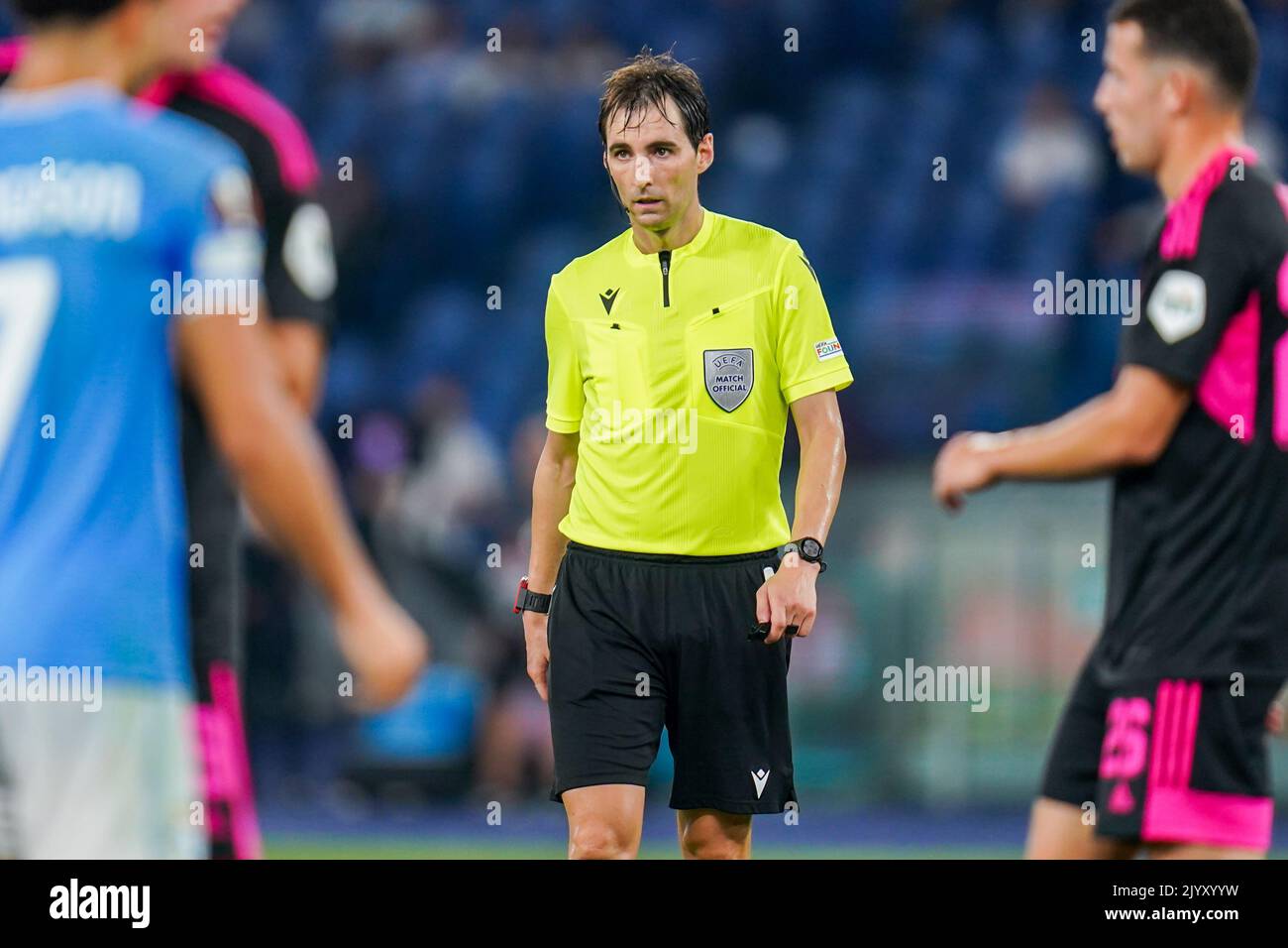 ROME, ITALY - SEPTEMBER 8: referee Ricardo de Burgos Bengoechea (ESP) during the UEFA Europa League Group F match between Lazio Roma and Feyenoord at Stadio Olimpico on September 8, 2022 in Rome, Italy (Photo by Rene Nijhuis/Orange Pictures) Stock Photo