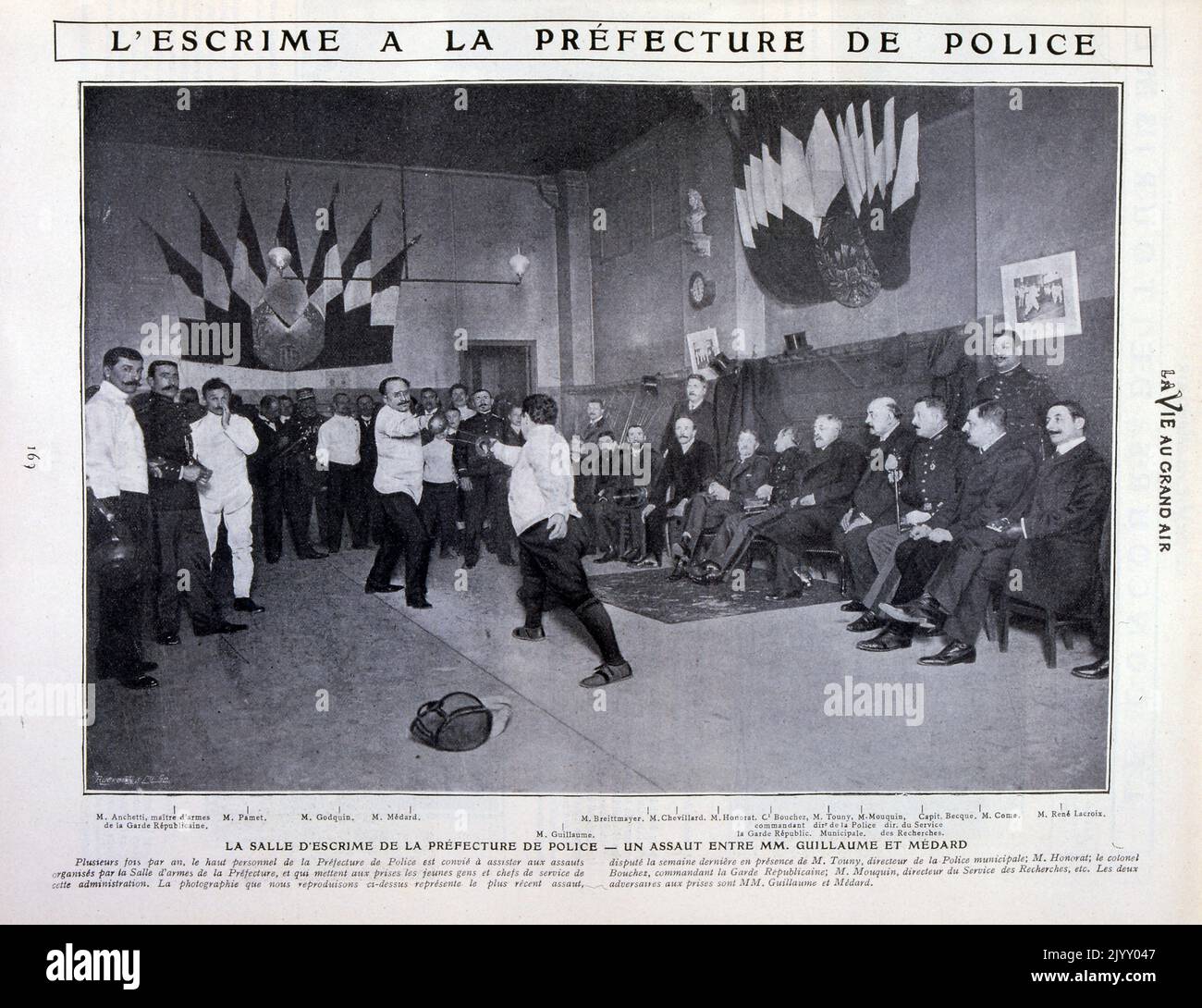 Photograph of fencers practicing at a Paris, Fencing Club 1905 Stock Photo