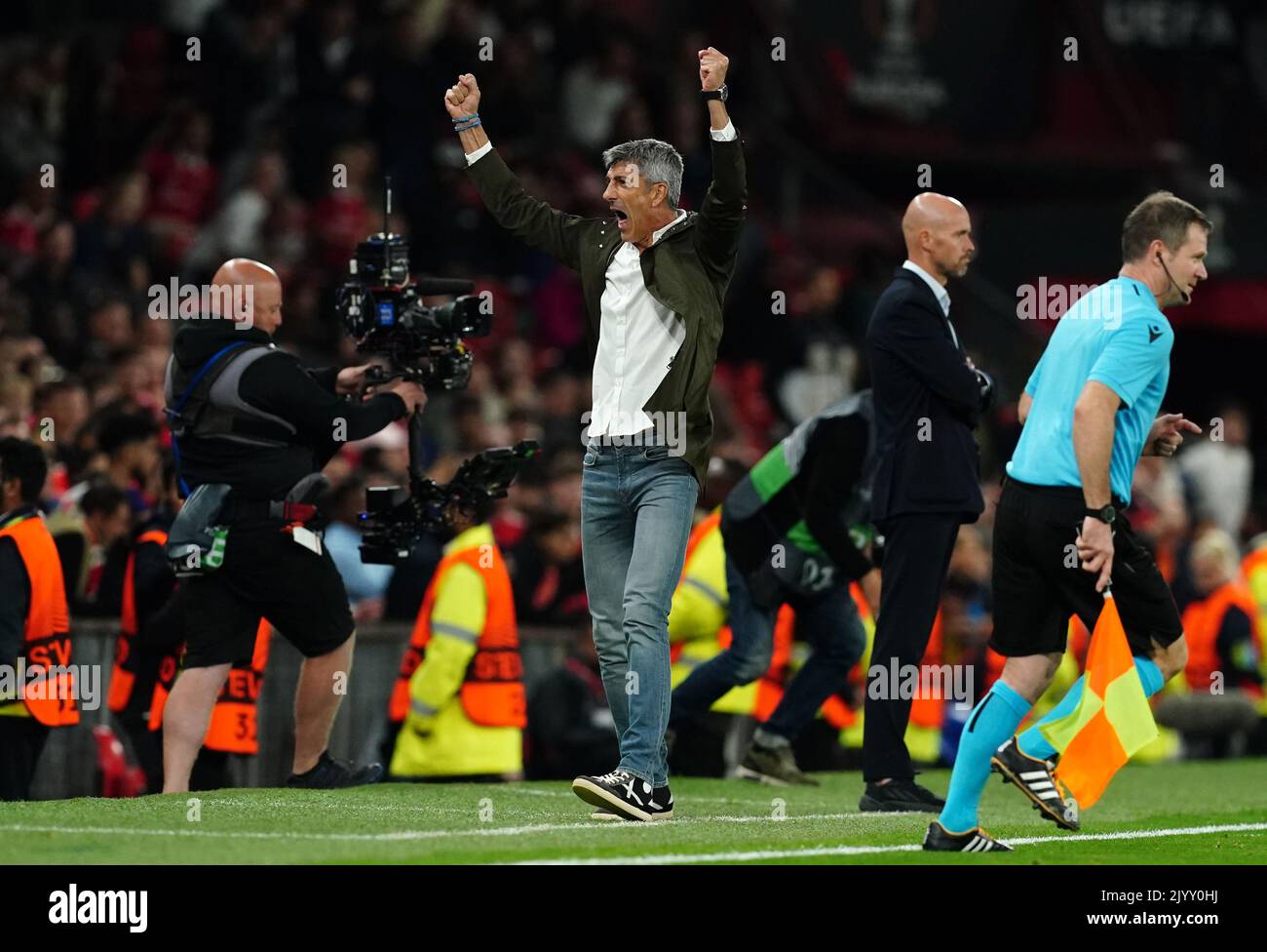 Real Sociedad head coach Imanol Alguacil celebrates after the UEFA Europa League Group E match at Old Trafford, Manchester. Picture date: Thursday September 8, 2022. Stock Photo