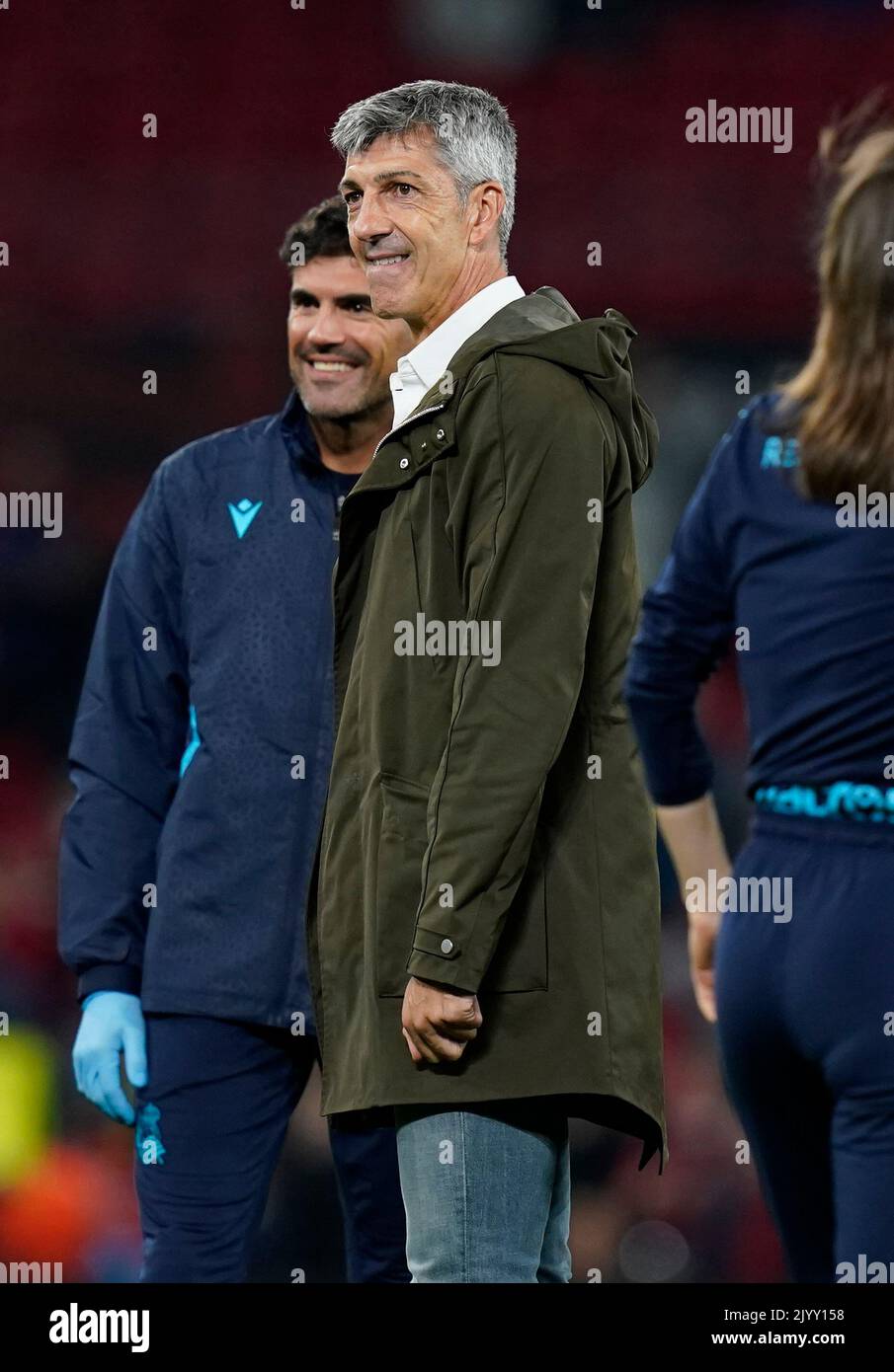 Manchester, England, 8th September 2022.  Imanol Alguacil manager of Real Sociedad during the UEFA Europa League match at Old Trafford, Manchester. Picture credit should read: Andrew Yates / Sportimage Stock Photo