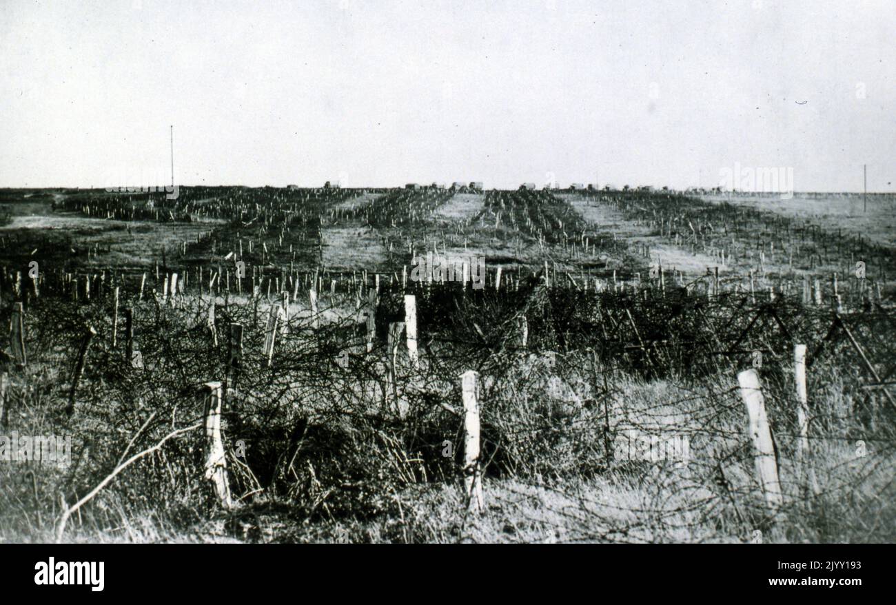 Hindenburg Line, German French border, during World War One 1918 Stock Photo