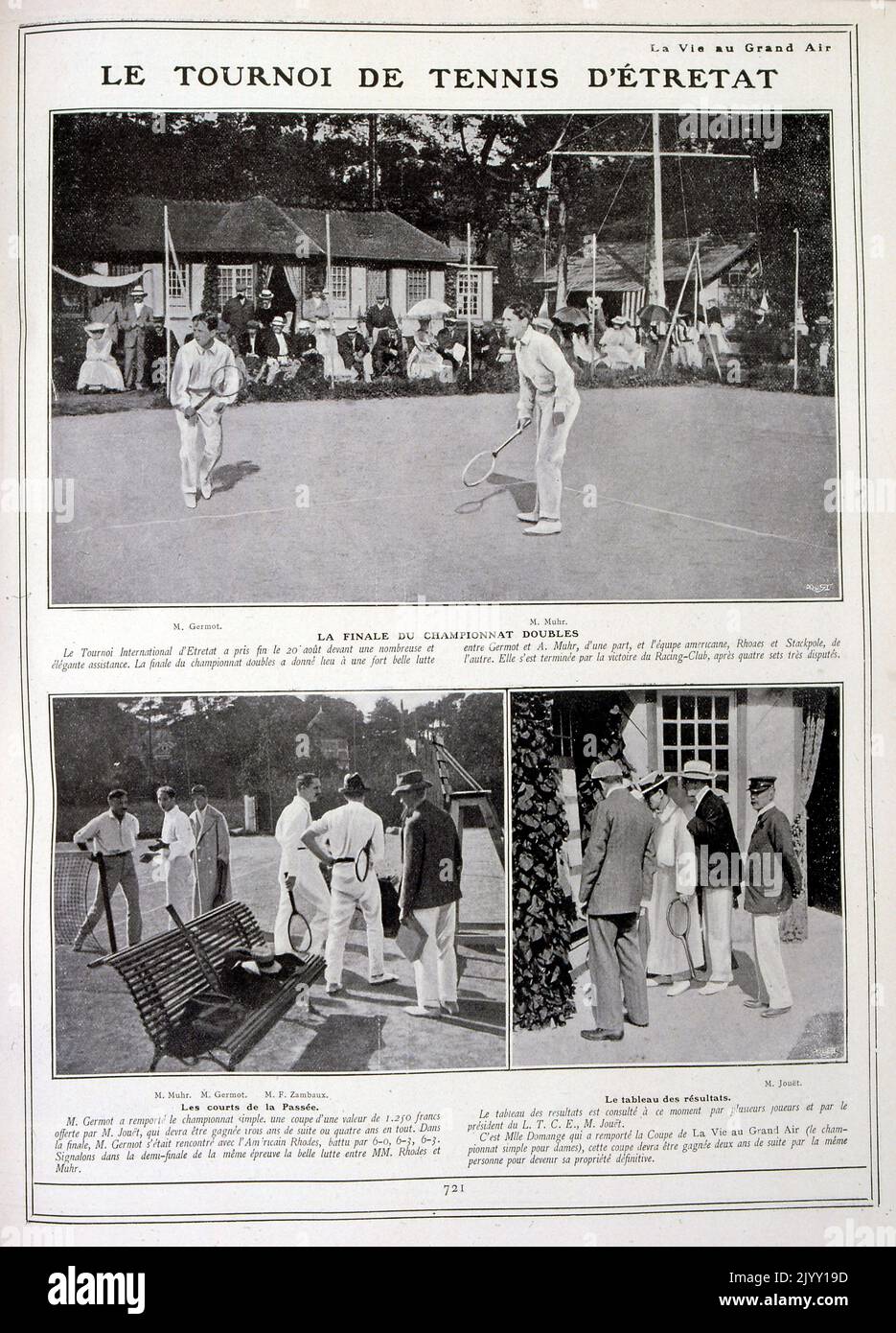 Vintage photographs of an early tennis tournament in France 1905 Stock Photo