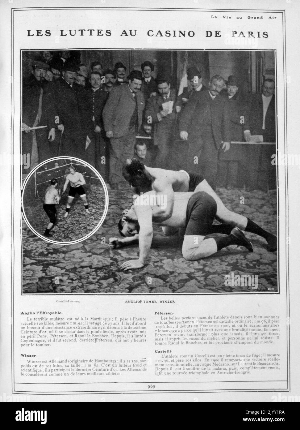 Vintage photograph of a wrestling match, France 1905 Stock Photo