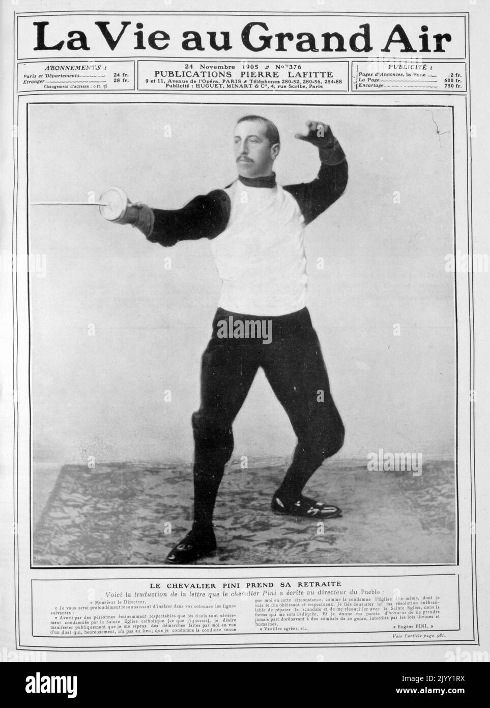 Photograph of the Italian Fencing master, Eugenio Pini, of the Livorese school Stock Photo