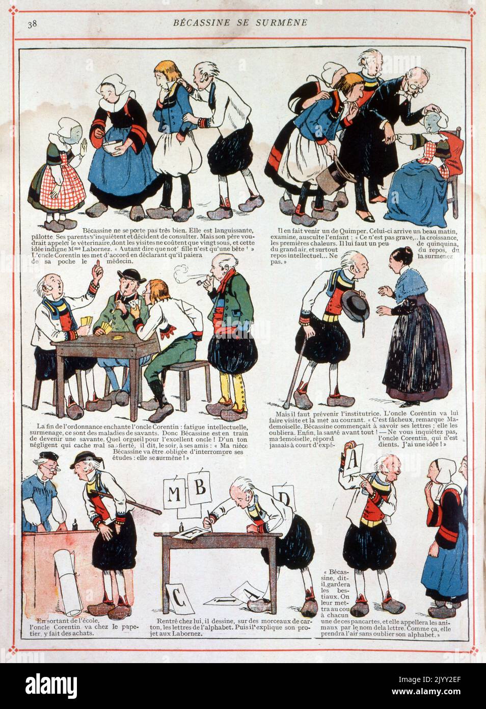 Becassine a French comic strip and the name of its heroine, appearing for the first time in the first issue of La Semaine de Suzette on February 2, 1905. She is considered one of the first female protagonists in the history of French comics. Stock Photo