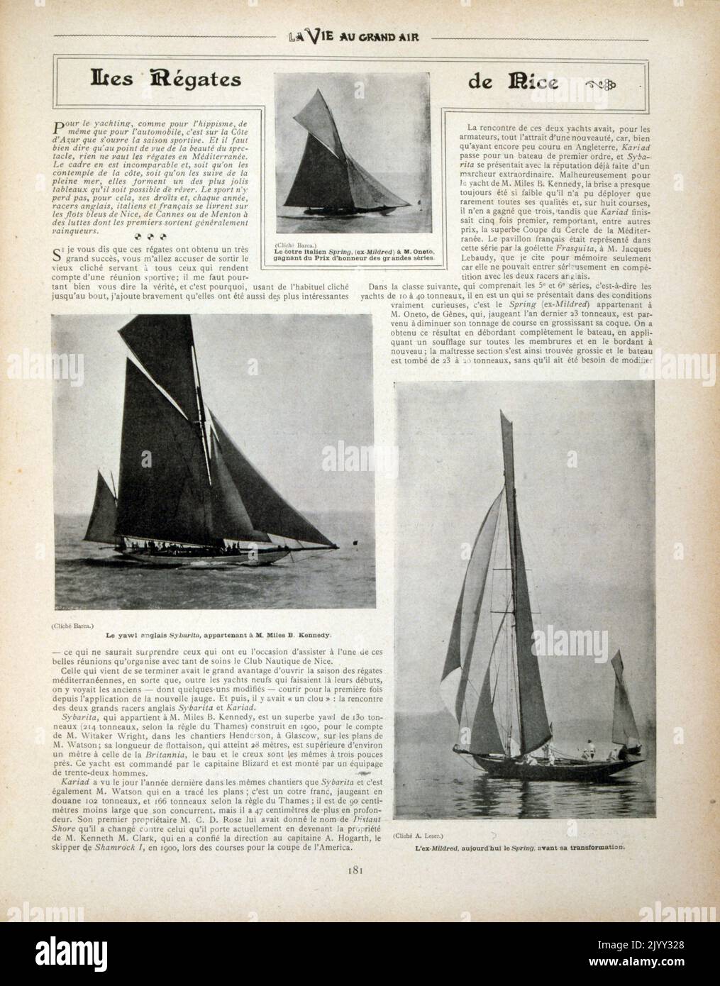 Vintage French photographs showing the Yacht Regatta at Nice, France 1902 Stock Photo