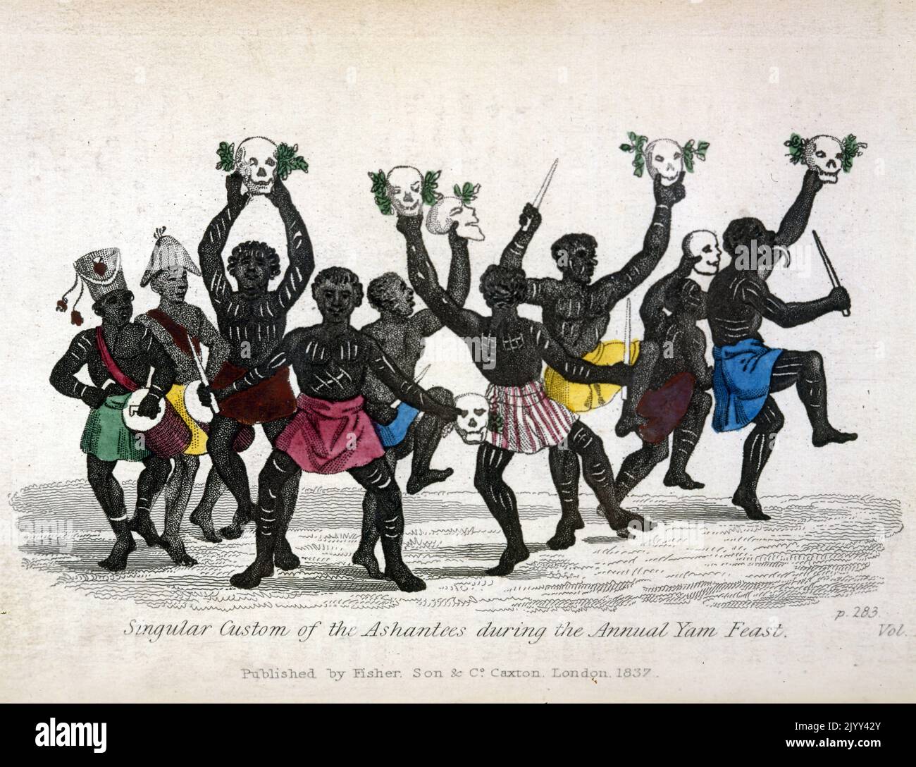 Ashanti Yam Festival, Ivory Coast or Ghana (West Africa); Illustration 1837 Stock Photo