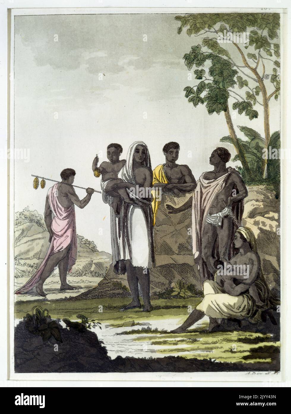 nineteenth century Illustration of a tribal group in Ethiopia. 1852 Stock Photo