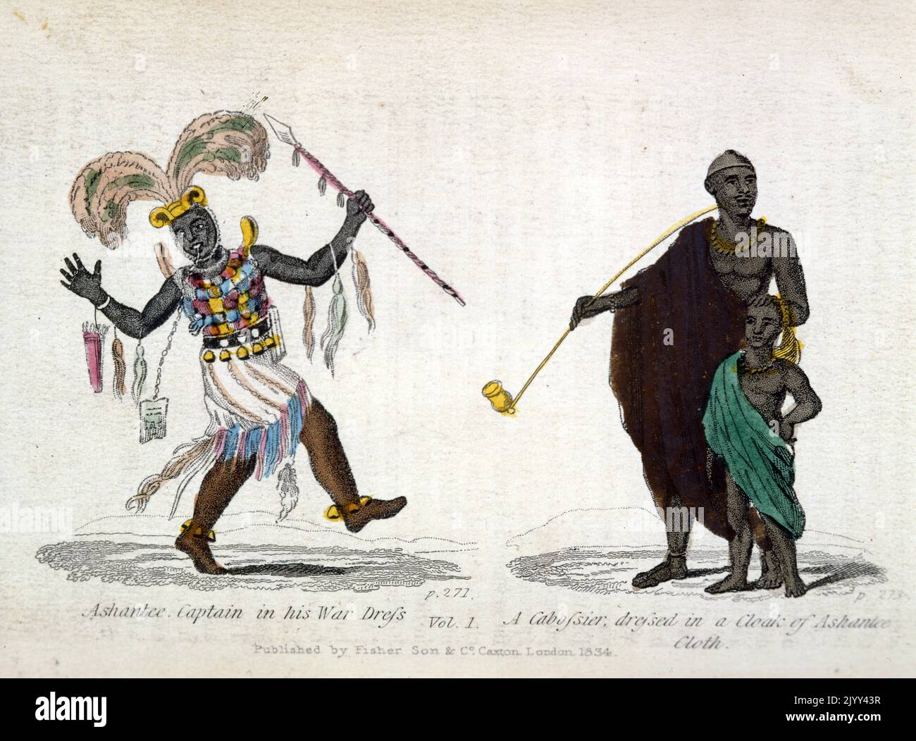 Ashanti warrior and noble; Ghana (West Africa); Illustration 1837 Stock Photo