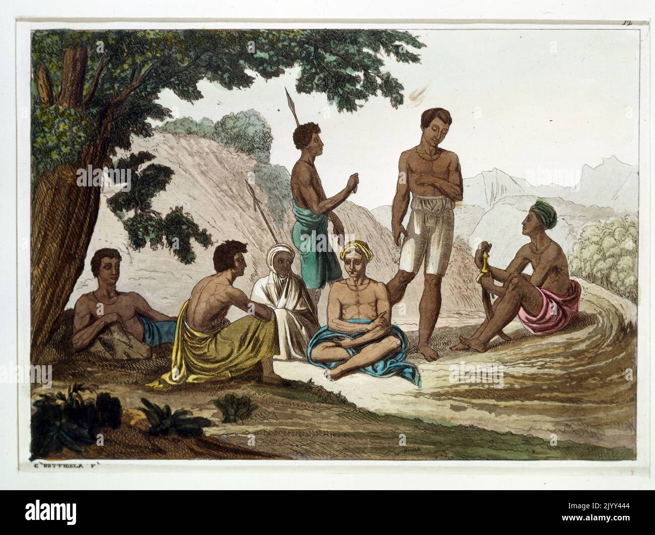 nineteenth century Illustration of a tribal group in Ethiopia. 1852 Stock Photo