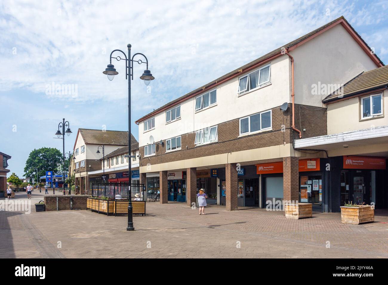 Pedestrianised shopping street, Newport Road, Caldicot, Monmouthshire, Wales (Cymru), United