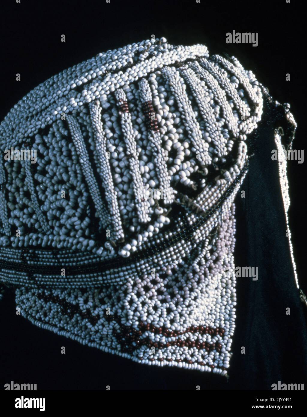 Beaded headdress 1903, Central African Republic, West Africa Stock Photo