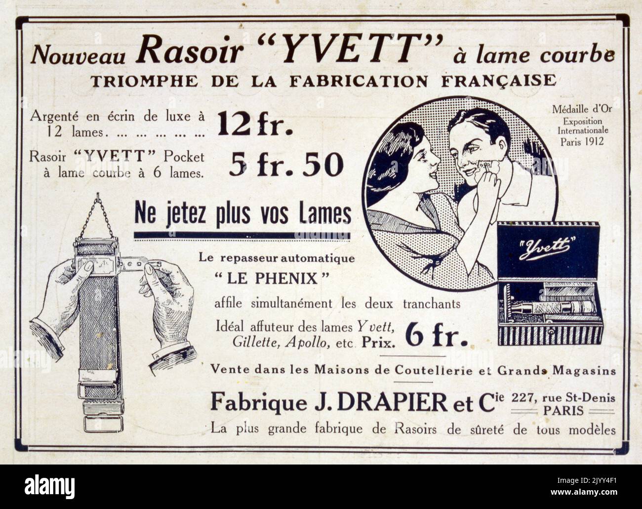 French World war one advert for a shaving razor kit 1915 Stock Photo ...