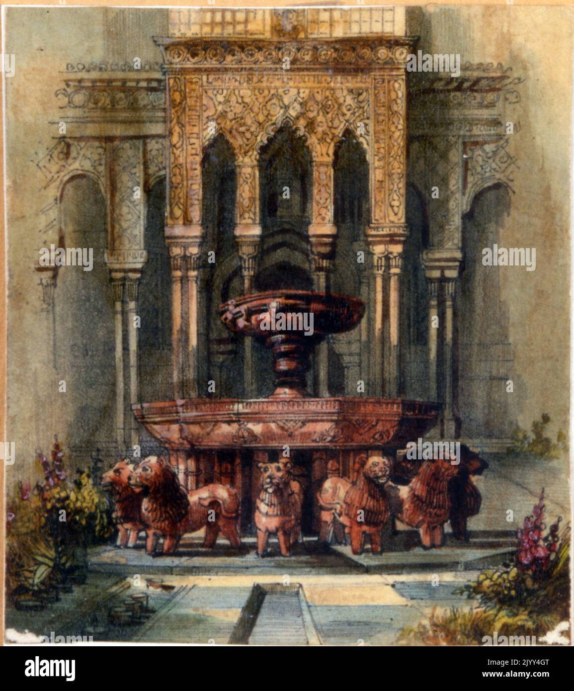 Moroccan Fountain', 1835. gouache, Painted by Aurore Amadine Lucie Dupin (1804-1876) French novelist and feminist who wrote under the name of George Sand. Stock Photo