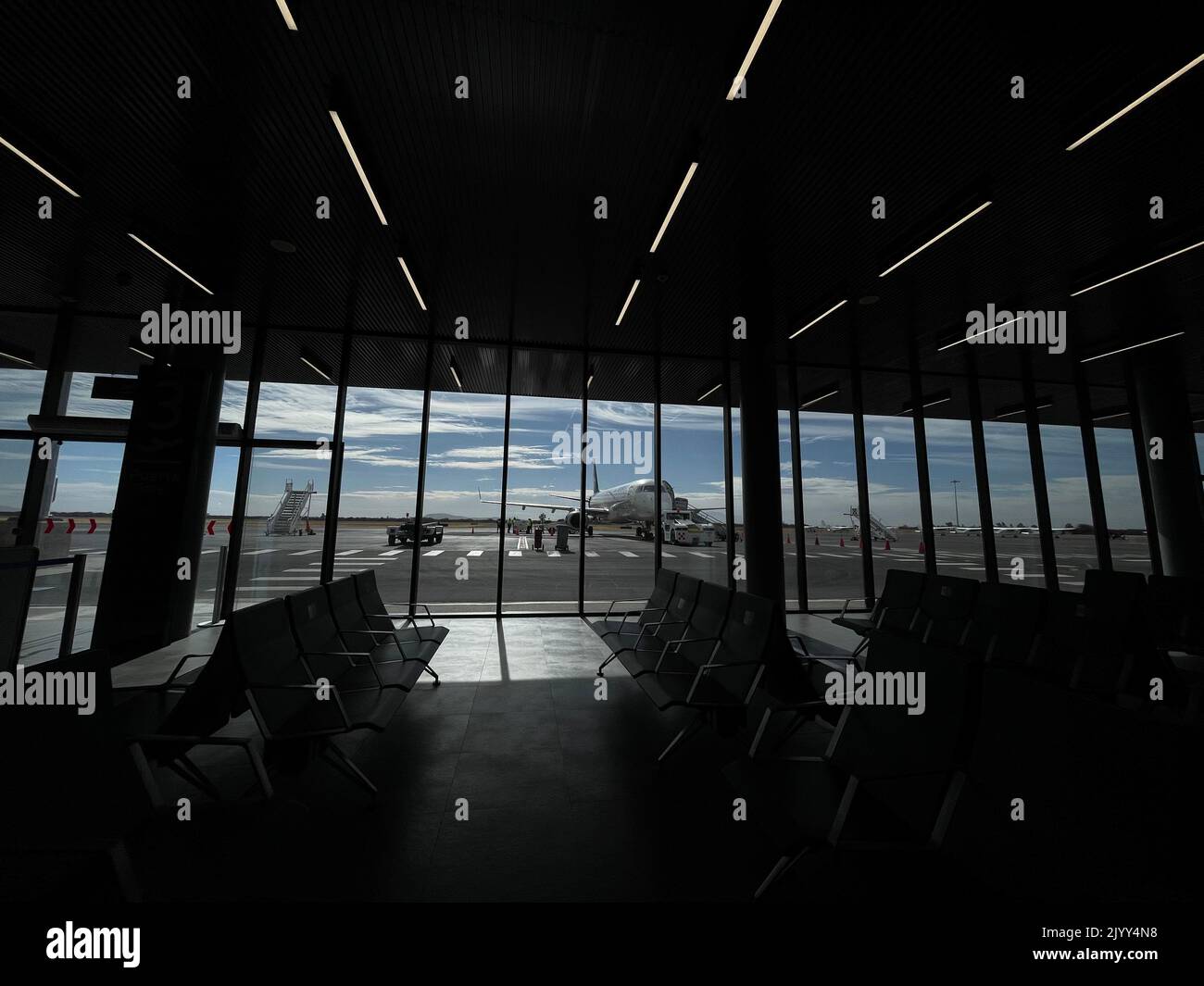 Stained glass or windows and boarding balance lighting and general view