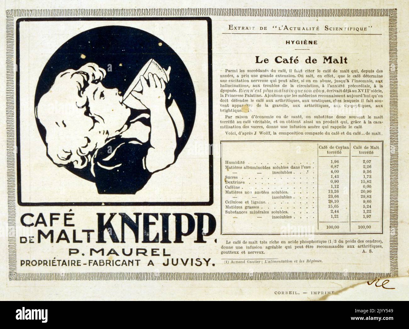 French advert for Kneipp malted drink 1900 Stock Photo