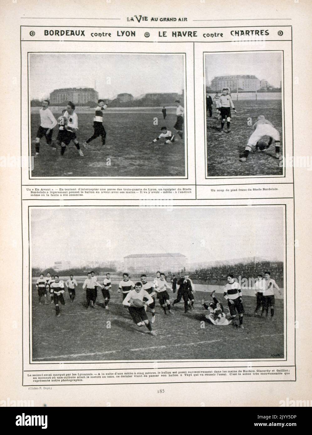 Photographs of Lyon v Bordeaux rugby match in 1903 Stock Photo