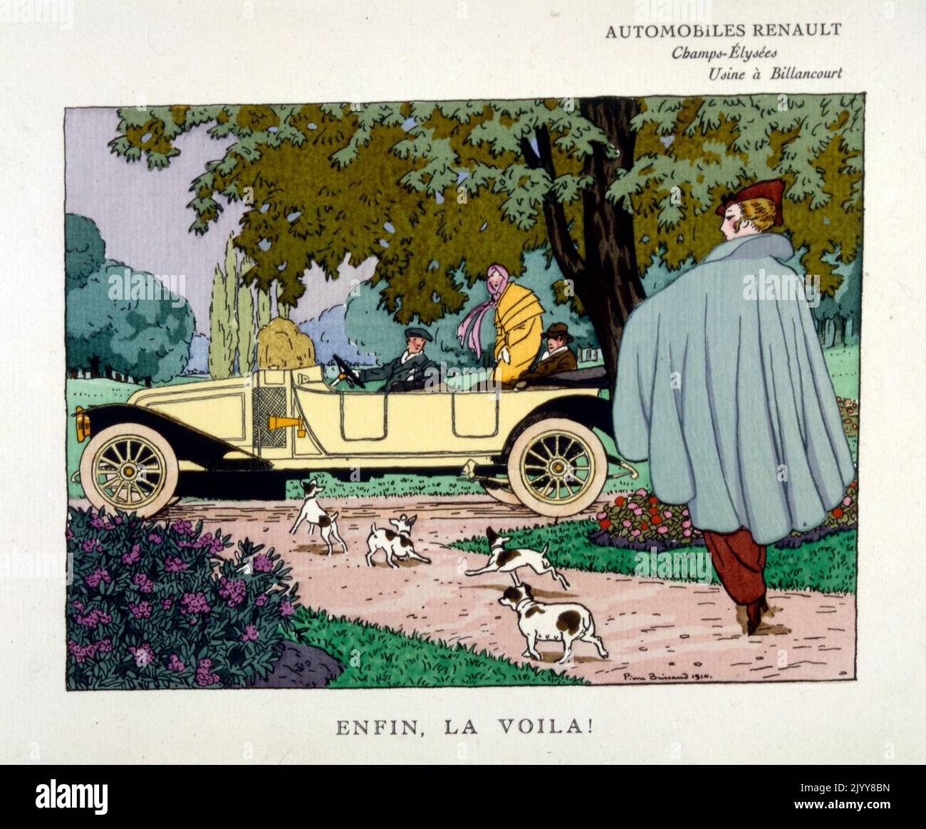 An Art Nouveau painting advertising Renault cars Stock Photo Alamy