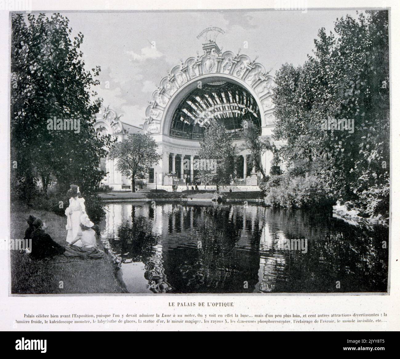 Exposition Universelle (World Fair) Paris, 1889; a black and white photograph of the Optical