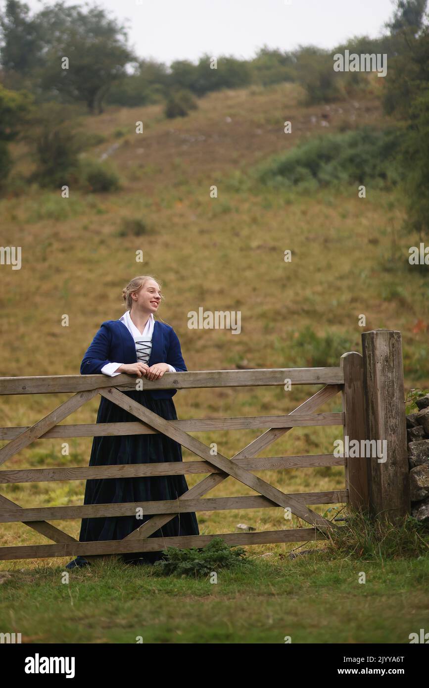 September 2022 Young woman in period costume suitable for romantic