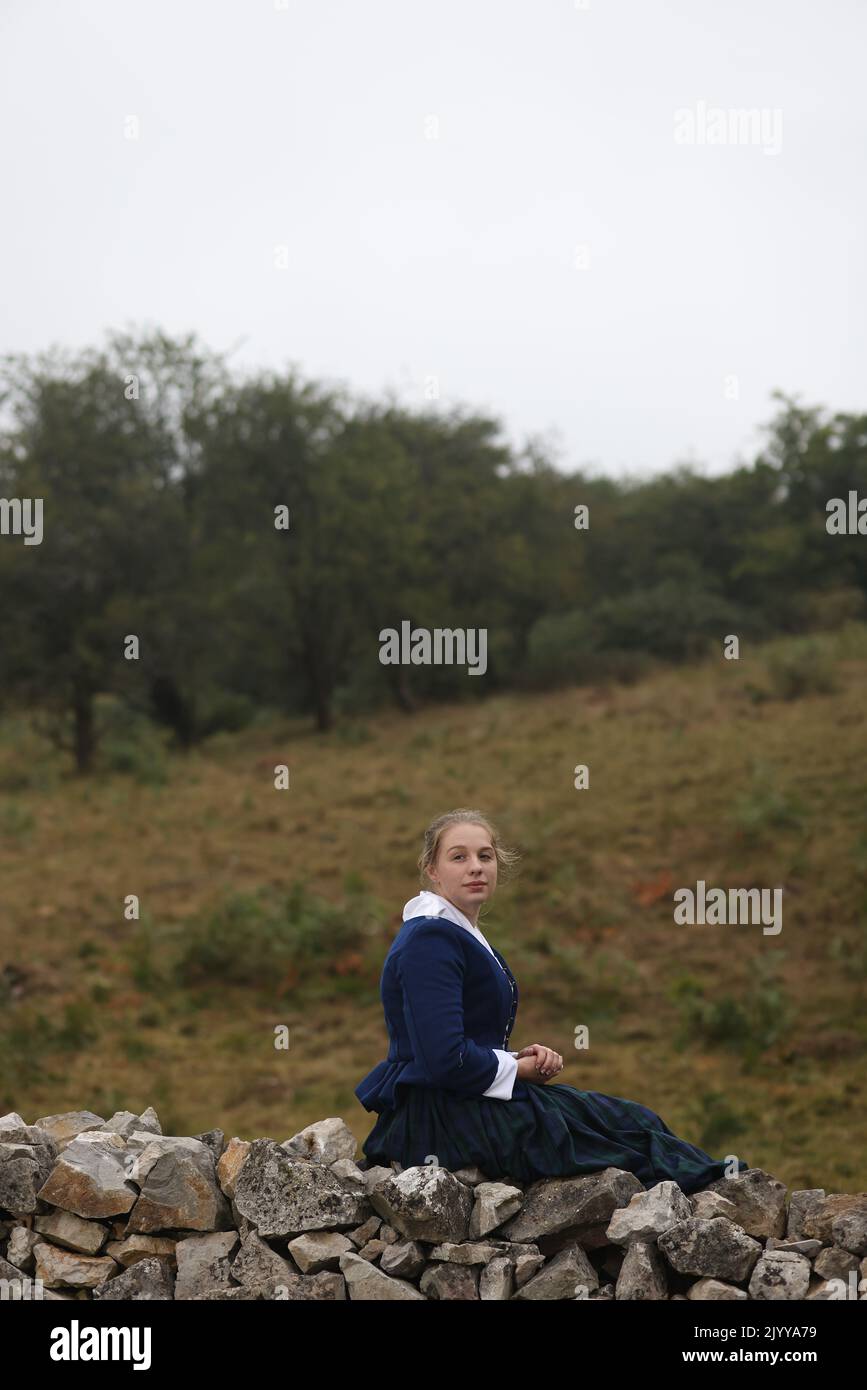 September 2022 Young woman in period costume suitable for romantic