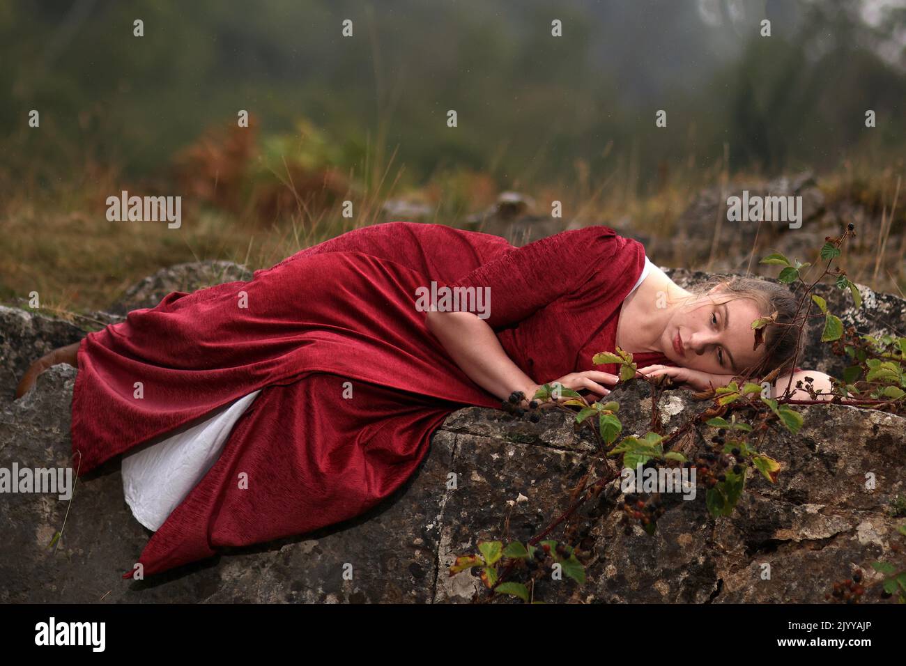 September 2022 Young woman in period costume suitable for romantic