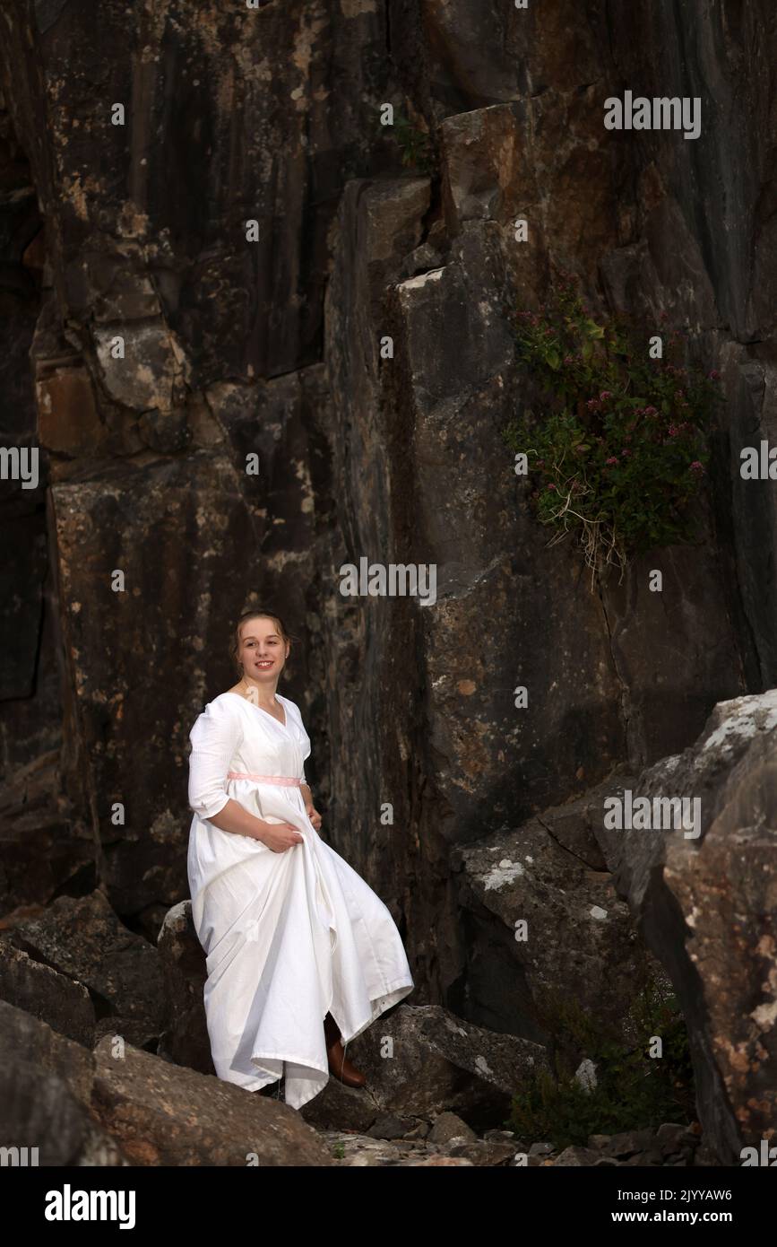 September 2022 Young woman in period costume suitable for romantic