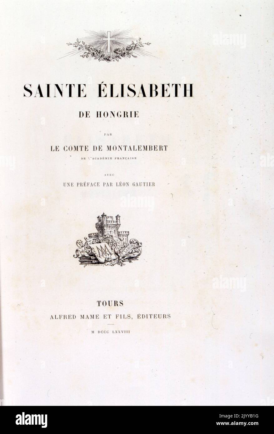 Front cover of 'Saint Elizabeth of Hungary' by the Count of Montalembert. Stock Photo