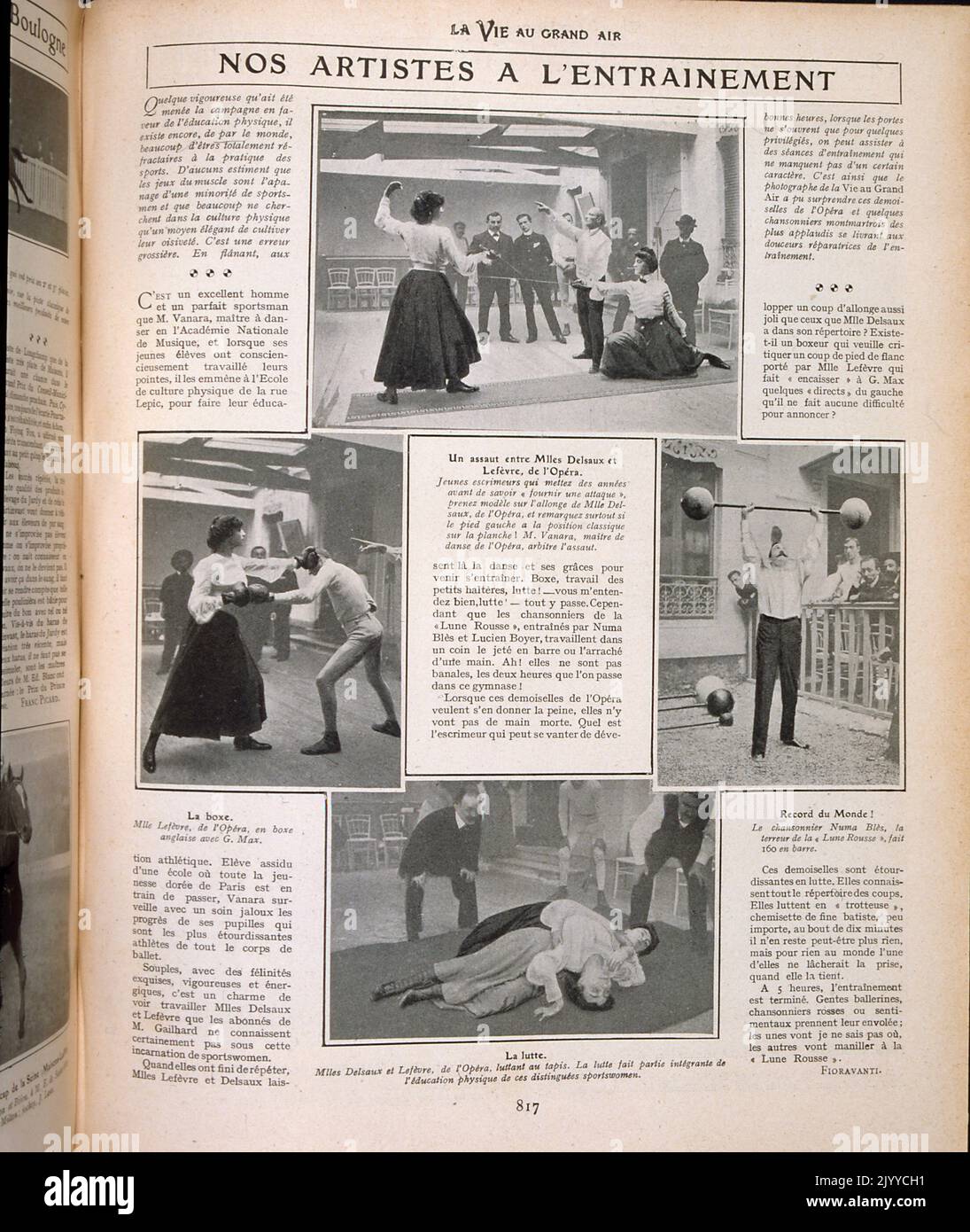 Photograph inside of the lifestyle magazine La Vie au Grand Air; women's self-defence classes. Stock Photo