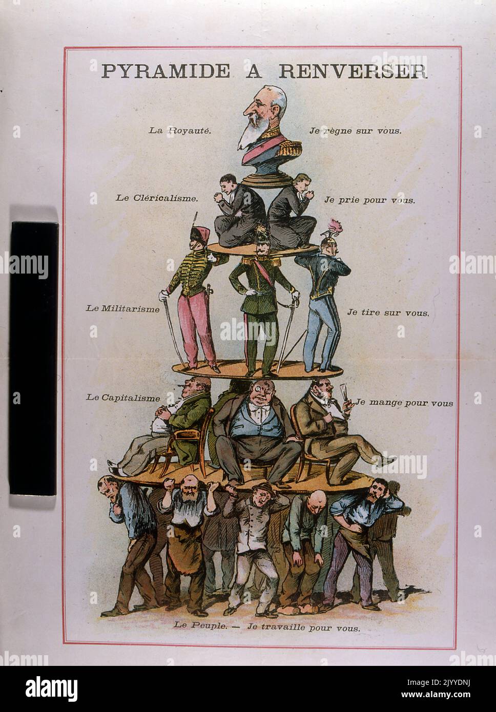 Satirical Illustration depicting the order of men and their occupations from the King down to the people. Stock Photo