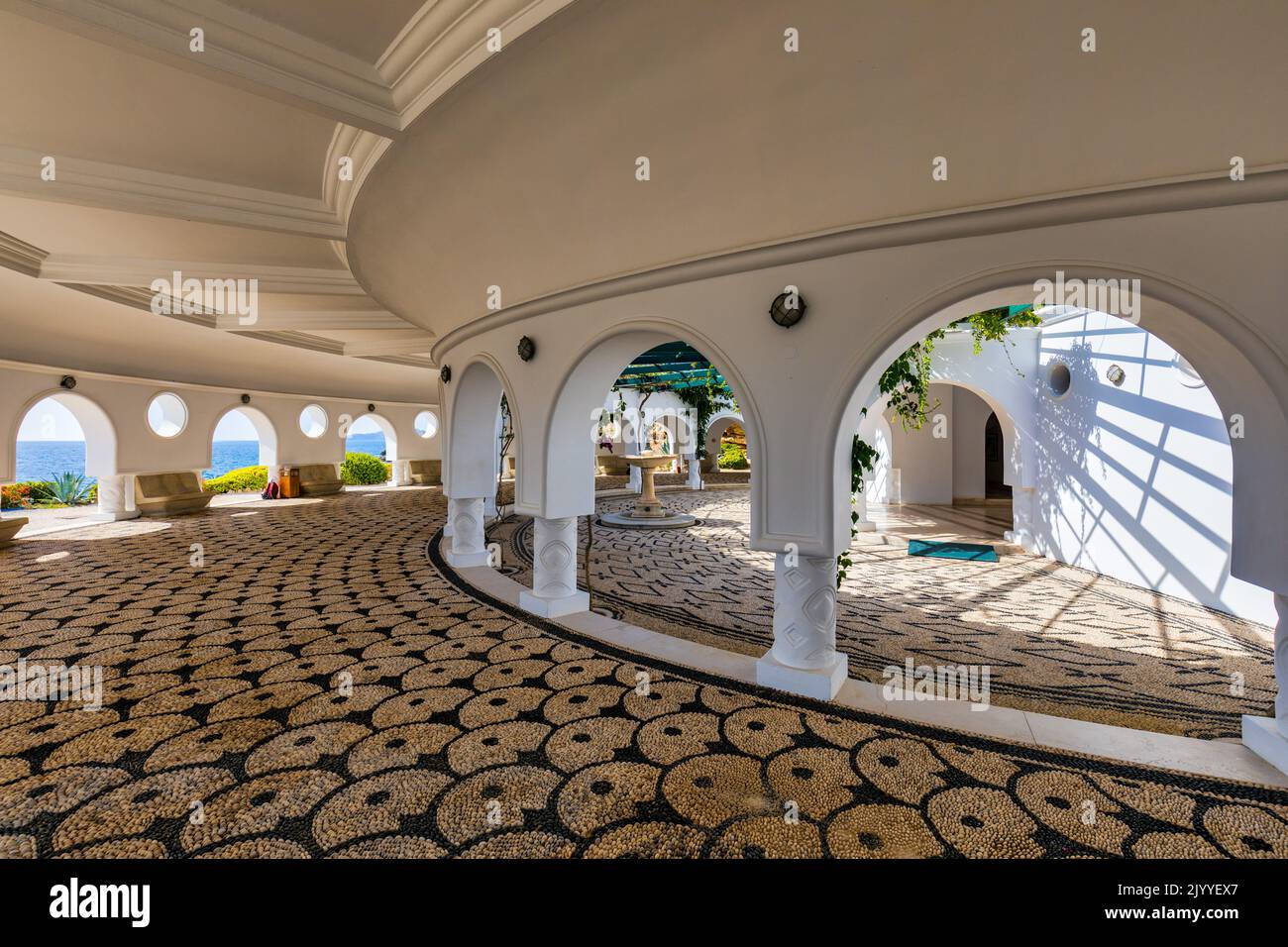 The beautiful buildings at Kalithea Springs constructed in the 1930s, Rhodes Island, Greece, Europe. Kallithea Therms, Kallithea Springs located at th Stock Photo