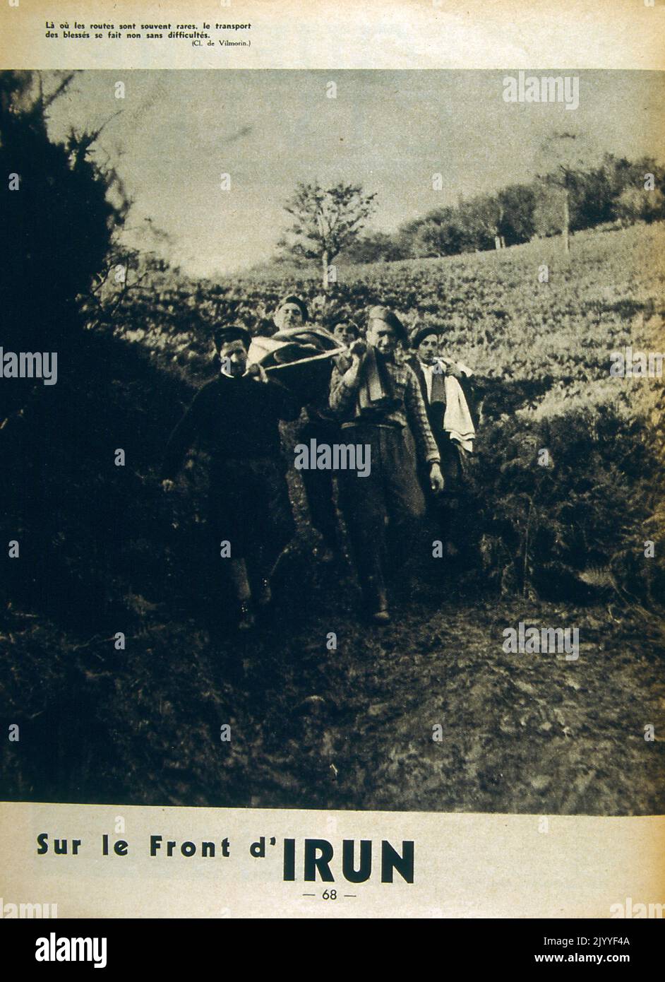 Black and white photograph of the front line in Irun (Basque Country ...