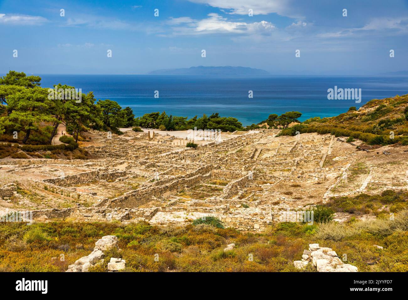 Ancient city of Kameiros on the Greek island of Rhodes in Dodekanisos archipelago. Ancient Kamiros, archaeological site. Archaeological site ancient K Stock Photo